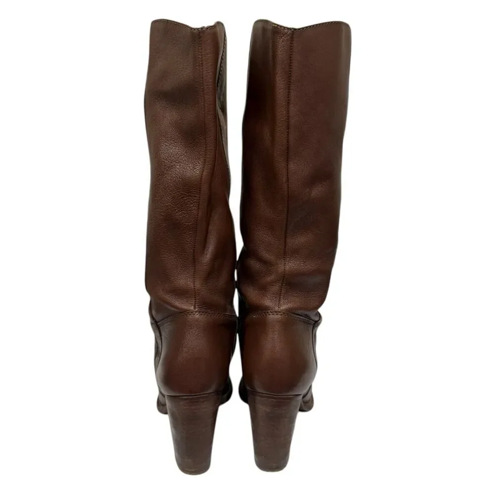 KORS Michael Kors Women’s Brown Leather Heeled Knee High Boots 8